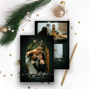 Goldstaub 3-Foto Fichten Grün Frohe Weihnachten