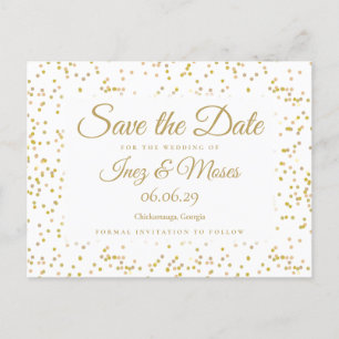 Goldstaub Confetti Save the Date Ankündigungspostkarte