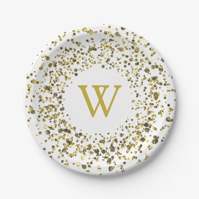 Goldstaubmonogramm Pappteller (Vorderseite)