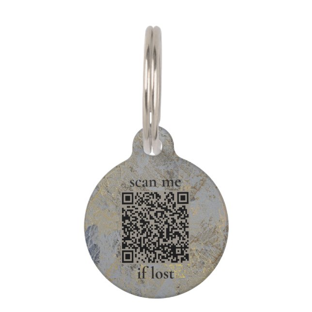 Goldstein-Marmor-QR-Code-Hundeanhänger Haustiermarke (Vorderseite)