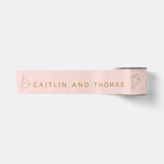 Goldsteine Blush Pink Custom Wedding Satinband (Vorderseite)