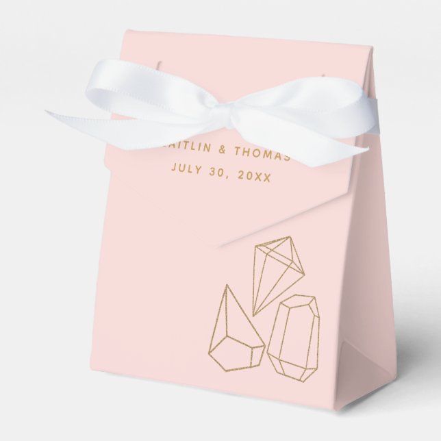 Goldsteine Blush Pink Hochzeit oder Dusche Geschenkschachtel (Vorderseite)