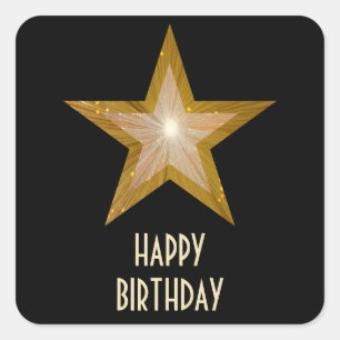 Goldstern-"alles Gute zum Geburtstag" Quadratischer Aufkleber