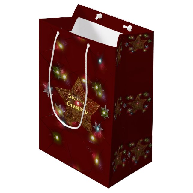 Goldstern beleuchtet mittlere geschenktüte (Vorderseite Schrägansicht)