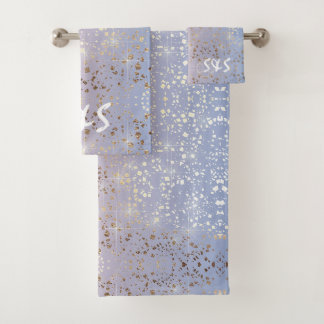 Goldstern-Folien-Schein-Rosen-Quarzserenity-Blau Badhandtuch Set