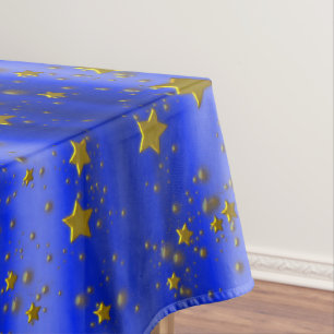Goldsterne auf blauem Weihnachten Tischdecke