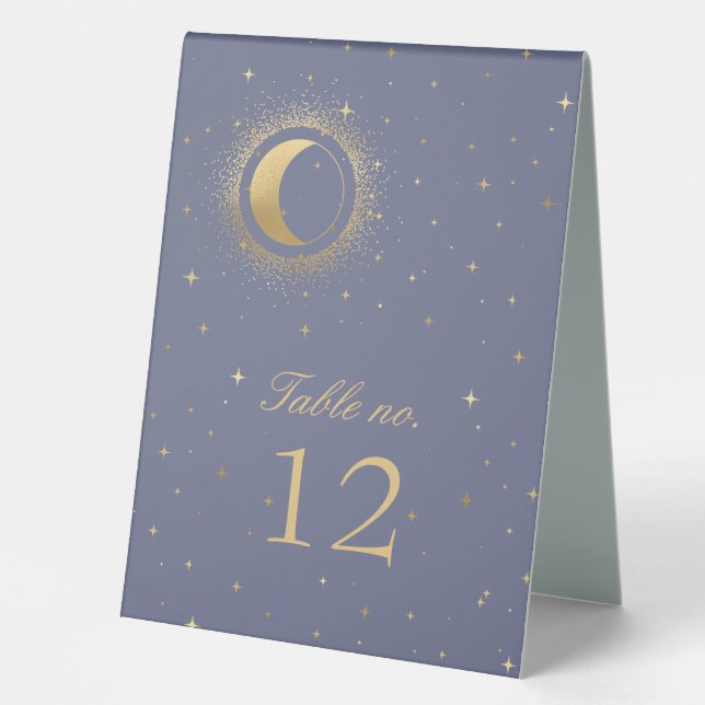 Goldsterne Hochzeitstisch Tischnummer Tischaufsteller (Vorderseite)