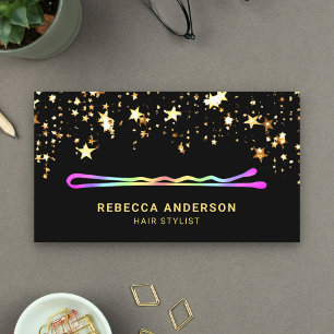 Goldsterne Konfetti Regenbogen Haarnadel Friseur Visitenkarte