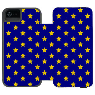 Goldsterne-Muster, Marineblau, Exklusiv Incipio Watson™ iPhone 5 Geldbörsen Hülle