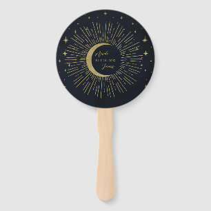 Goldsterne Nacht Himmelsausbruch Mond Fächer