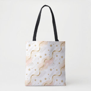 Goldsterne & Rosafarbenes Wasserfarben-Stil-Totes- Tasche
