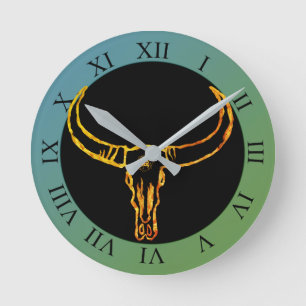Goldstier-Schädel-Wanduhr Runde Wanduhr