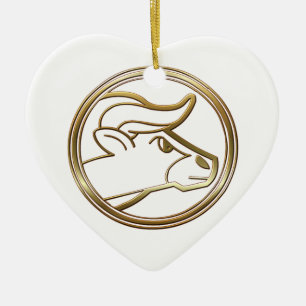 Goldstier-Tierkreis-Stier-Astrologie-Zeichen Keramik Ornament