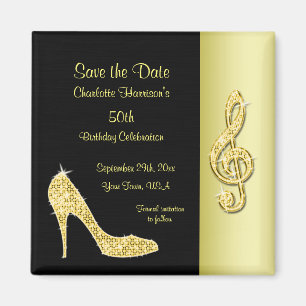Goldstilett u. dreifache Spalte 50. Save the Date Magnet