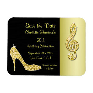 Goldstilett u. dreifache Spalte 50. Save the Date Magnet