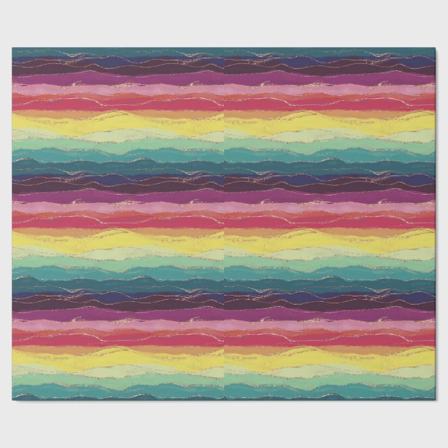 Goldstreifen aus Regenbogen Geschenkpapier (Saum)