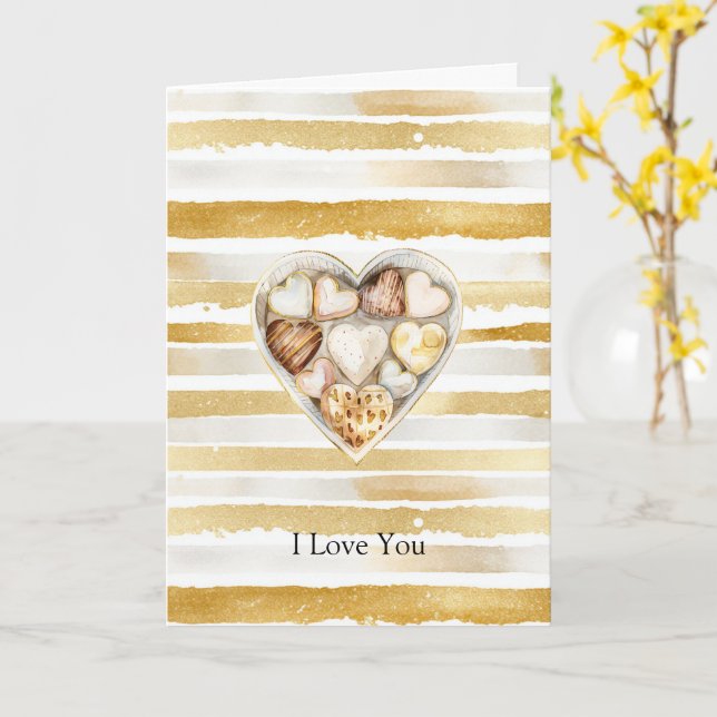 Goldstreifen Herzen Liebe Karte (Gelbe Blume)