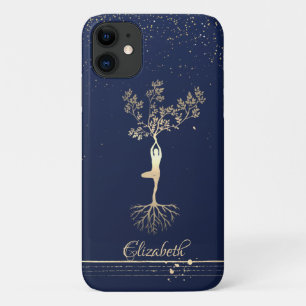 Goldstreifen, Marineblau, Baum silhouette Frauen Case-Mate iPhone Hülle