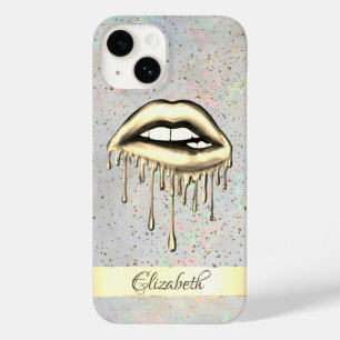 Goldstreifen, Metallic Dripping Lips Holografische Case-Mate iPhone 14 Hülle