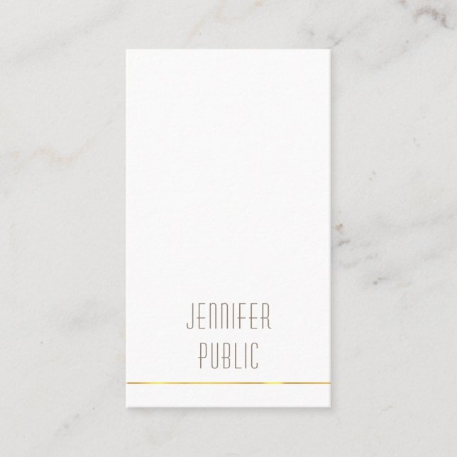 Goldstreifen Modernes Minimalistisches Design Einz Visitenkarte (Vorderseite)