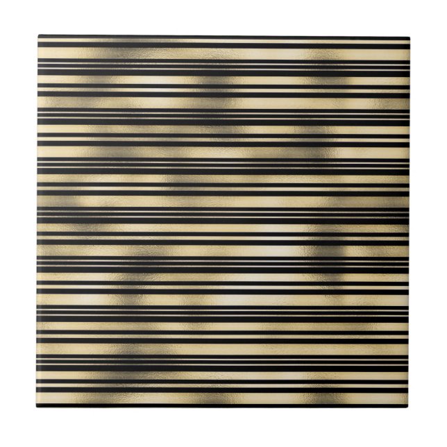 Goldstreifen-Muster Shimmer-Folie schwarz Fliese (Vorderseite)