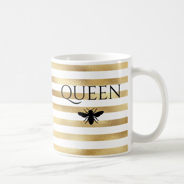 Goldstreifen Queen Bee Personalisiert Kaffeetasse (Rechts)