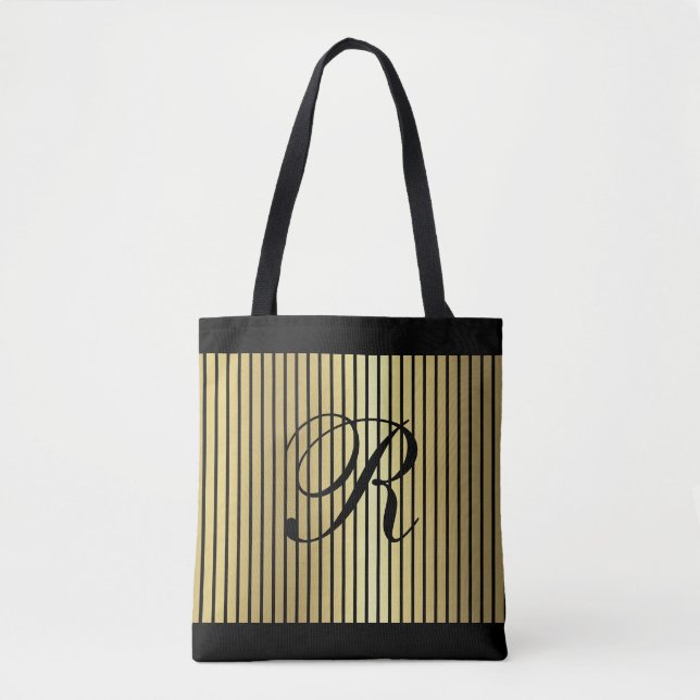 Goldstreifen über jede Farbe mit Monogramm Tasche (Vorderseite)
