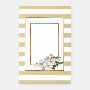 Goldstreifen und Blumen Post-it Klebezettel