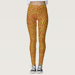 Goldstreifen und Orange Zibra-Motiv Leggings