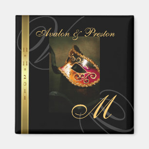 Goldstrudel-Maskerade-Masken-Save the Date Magnet