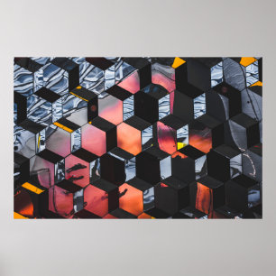 Goldstunde in mehrfarbiger Farbe Poster