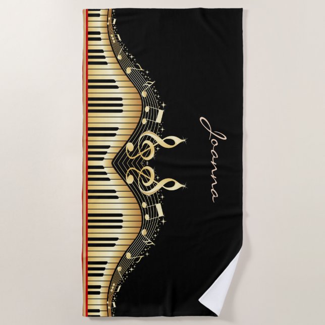 Goldtastatur und roter Streifen Strandtuch (Vorderseite)