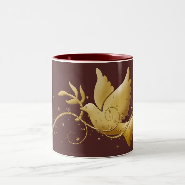 Goldtaube der Friedensweihnachtskaffee-Tassen u. Zweifarbige Tasse (Mittel)