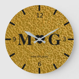 Goldtexturierte Monogram-Wandklemme für die Liebe Große Wanduhr