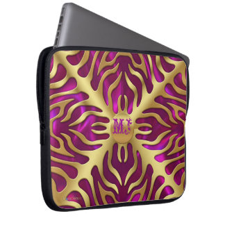 Goldtiger-magentaroter Satin-üppige Laptop-Hülse Laptopschutzhülle