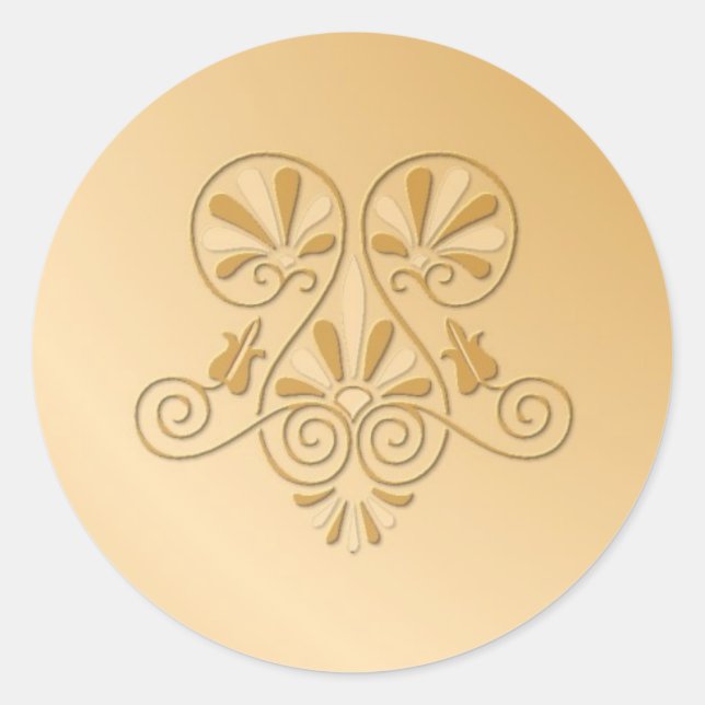 Goldton mit Prägung von Hochzeitsklebern Runder Aufkleber (Vorderseite)