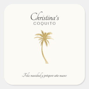 Goldtone Palm Tree Coquito Sticker