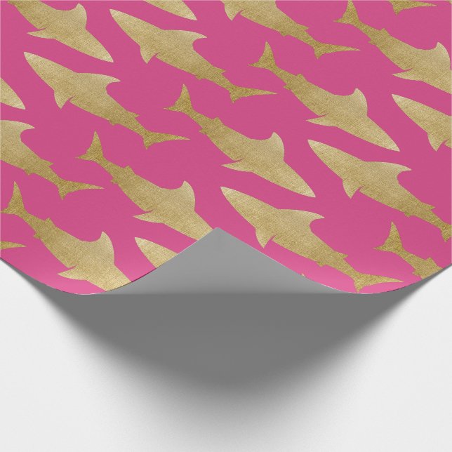 Goldtone Shark Wrapping Paper Geschenkpapier (Ecke)