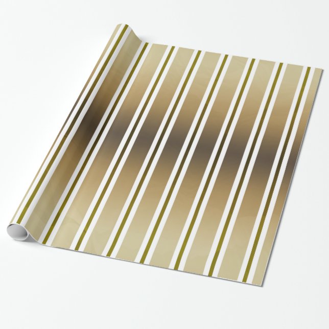 Goldtöne und weiße Streifen Geschenkpapier (Ungerollt)