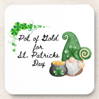 Goldtopf zum St. Patrick's Day auf einem Getränkeuntersetzer