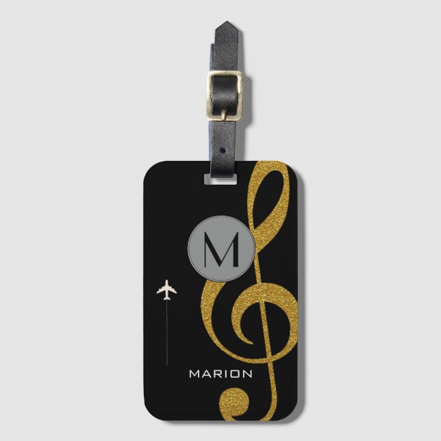 Goldtreppenschnitt . Musiknote Gepäckanhänger (Vorderseite Vertikal)