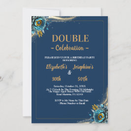 Goldtürkisfarbene Doppelgelenk Geburtstag Einladung