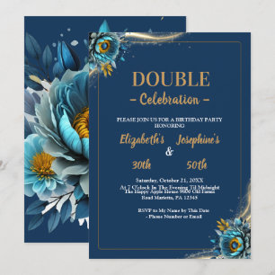 Goldtürkisfarbene Doppelgelenk Geburtstag Einladung