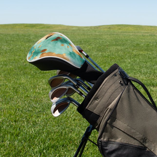 Goldtürkisfarbene Schwarze Farbe Golf Headcover (In SItu)