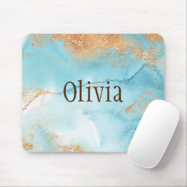 Goldtürkisfarbener Abstrakter Name Modern Mousepad