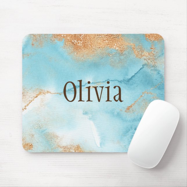 Goldtürkisfarbener Abstrakter Name Modern Mousepad (Mit Mouse)
