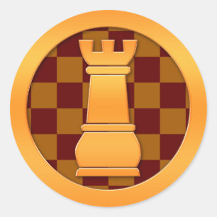 Goldturm-Schach-Stück Runder Aufkleber