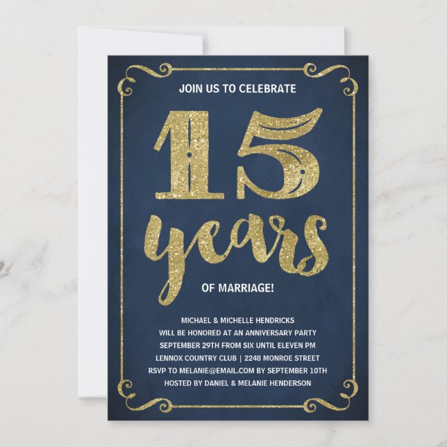 Goldtypografie | Imitate - 15-jähriges Jubiläum Einladung (Vorderseite)