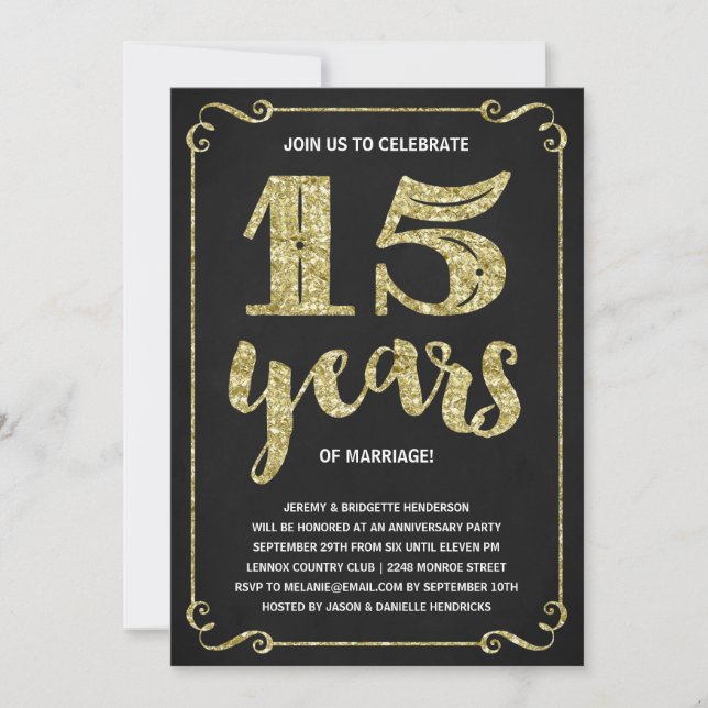 Goldtypografie | Imitate - 15-jähriges Jubiläum Einladung (Vorderseite)