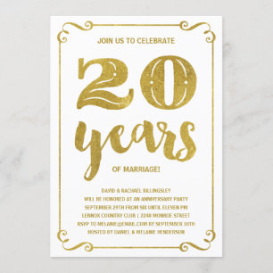 Goldtypografie Imitate - 20-jähriges Jubiläum Einladung